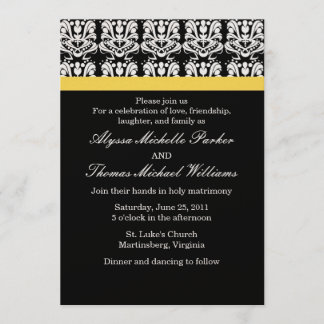 Damask Wedding Invitation (geel) Kaart