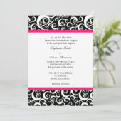 Damask Wedding Invitation met Hot Pink Kaart (Staand voorkant)