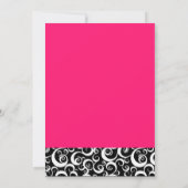 Damask Wedding Invitation met Hot Pink Kaart (Achterkant)
