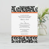 Damask Wedding Invitation met Sinaasappel Kaart (Staand voorkant)