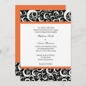 Damask Wedding Invitation met Sinaasappel Kaart (Voorkant / Achterkant)