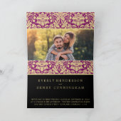 Damask Wedding Invitation Paars Cream (Binnen)