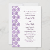 Damask Wedding Invitation (paars) Kaart (Voorkant)