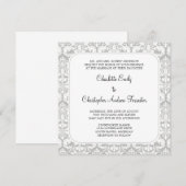 Damask Wedding Invitation Silver Cloud Kaart (Voorkant / Achterkant)