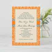 Damask Wedding Invitation Sjabloon Kaart (Staand voorkant)