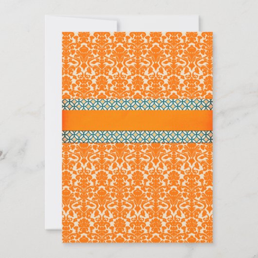 Damask Wedding Invitation Sjabloon Kaart (Achterkant)