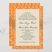 Damask Wedding Invitation Sjabloon Kaart (Voorkant / Achterkant)