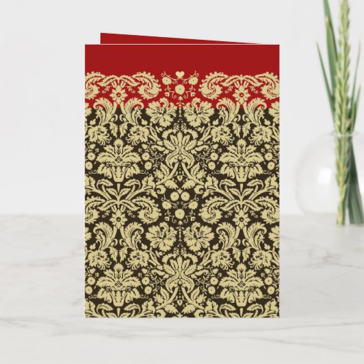 Damask Wedding Invitation Tan-Choose BackGround (Achterkant)