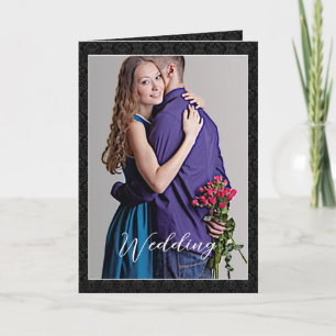 Damask Wedding Invitation - Zwart-wit