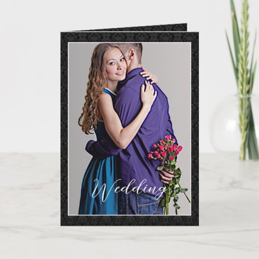 Damask Wedding Invitation - Zwart-wit (Voorkant)