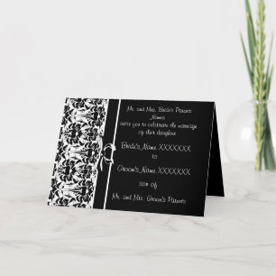 Damask Wedding Invitation - Zwart-wit