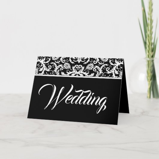 Damask Wedding Invitation - Zwart-wit (Voorkant)
