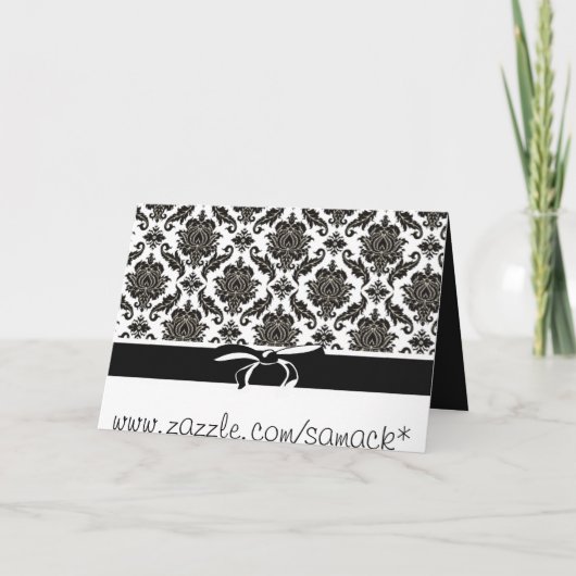 Damask Wedding Invitation - Zwart-wit (Achterkant)