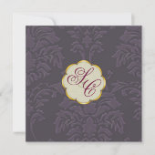 Damask Wedding Invitations, eggplant Kaart (Voorkant)