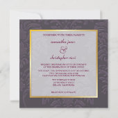 Damask Wedding Invitations, eggplant Kaart (Achterkant)