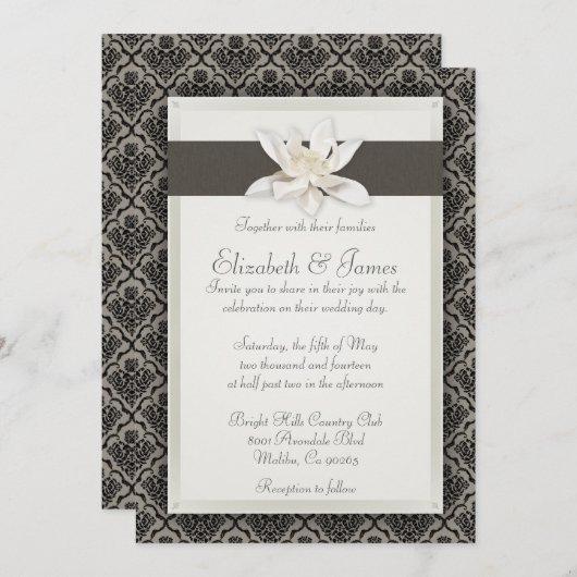 Damask Wedding Invitations Kaart (Voorkant / Achterkant)