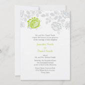 Damask Wedding Invitations Limoen en Grey Kaart (Voorkant)