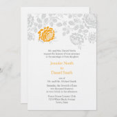 Damask Wedding Invitations Oranje en grijs Kaart (Voorkant / Achterkant)
