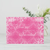  Damask Wedding Invitations, Petal Pink Kaart (Staand voorkant)