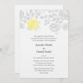 Damask Wedding Invitations Yellow and Grey Kaart (Voorkant / Achterkant)