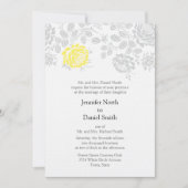 Damask Wedding Invitations Yellow and Grey Kaart (Voorkant)
