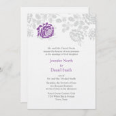 Damask Wedding Invitding Lavender and Grey Kaart (Voorkant / Achterkant)