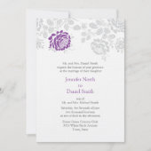 Damask Wedding Invitding Lavender and Grey Kaart (Voorkant)