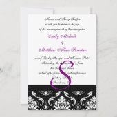 Damask Wedding Invitding Paars Draft #3 Kaart (Achterkant)