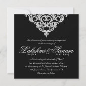Damask Wedding Invite Diamond Sparkle Silver Lace Kaart