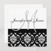 Damask Wedding Invitting with Monogram Names Kaart (Voorkant / Achterkant)