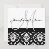 Damask Wedding Invitting with Monogram Names Kaart (Voorkant)