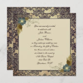 Damask Wedding Kaart (Voorkant / Achterkant)