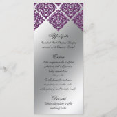 Damask Wedding Menu Kaarten Paarse Glitter Bright (Voorkant)