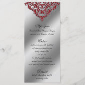 Damask Wedding Menu Kaarten Red Sparkle Xmas (Voorkant)