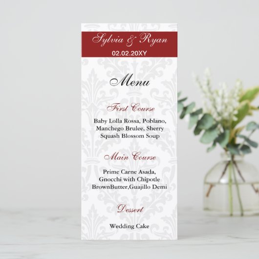 Damask Wedding Menu's (Staand voorkant)