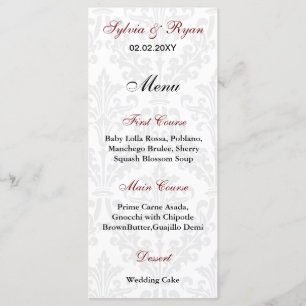 Damask Wedding Menus Menu