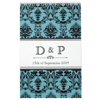 Damask Wedding Monogram Handtekening Foto Guestboo Kalender