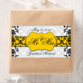 Damask Wedding Mr. en Mrs. Waterfles Labels (Insitu)