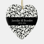 Damask Wedding Ornament Black and White Swirl (Rechts)