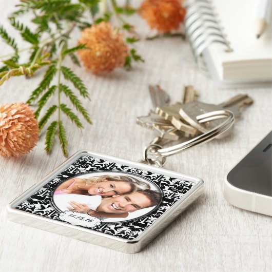 Damask Wedding Photo Sleutelhanger (Zijkant)