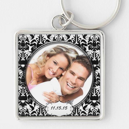  Damask Wedding Photo Sleutelhanger (Voorkant)