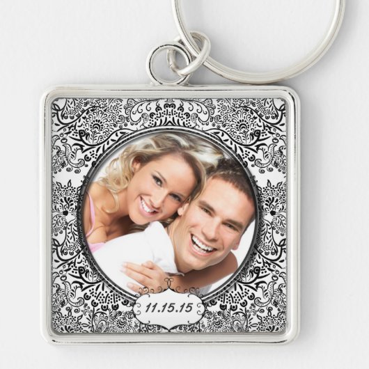  Damask Wedding Photo Sleutelhanger (Voorkant)