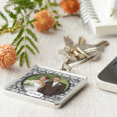 Damask Wedding Photo Sleutelhanger (Zijkant)