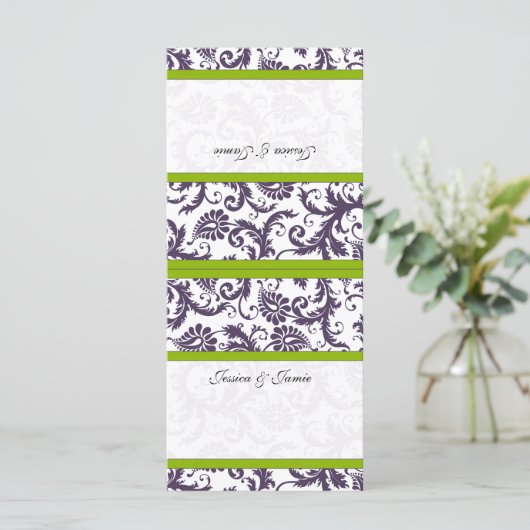 -Damask Wedding Place-kaarten (Staand voorkant)