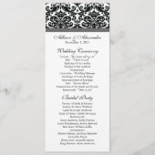 Damask Wedding Program Black & Charcoal Grey Programmakaart (Voorkant)