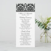 Damask Wedding Program Black & Charcoal Grey Programmakaart (Staand voorkant)