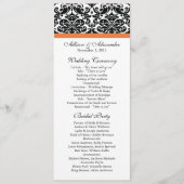 Damask Wedding Program Black & Coral Roos Programmakaart (Voorkant)