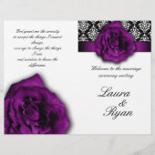 Damask Wedding Program Flyer Paars Roos 2 (Voorkant)