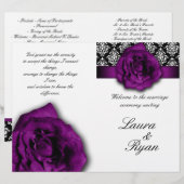 Damask Wedding Program Flyer Paars Roos 2 (Voorkant / Achterkant)