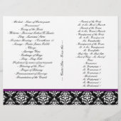 Damask Wedding Program Flyer Paars Roos 2 (Achterkant)